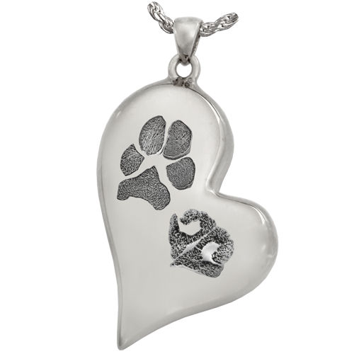 Teardrop Heart Cremation Pendant with Your Pet’s Paw & Nose Prints ...
