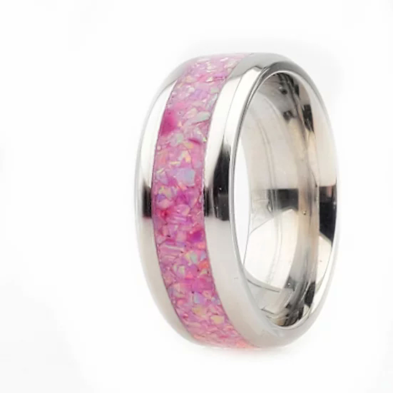 Opal & Titanium Cremation Ring (92 Colors) - Radiant Heart After-Care ...
