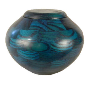 Ocean Blue Mosaic Wood Urn