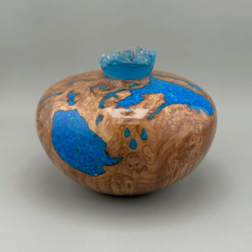 Blue Opal & Maple Burl Urn (25 ci)