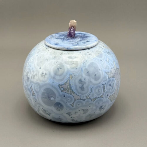 Light Blue Ceramic Crystalline Glaze Pet Urn (14 ci)