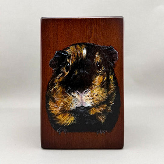 Painted Portrait on Wood Urn - Image 4
