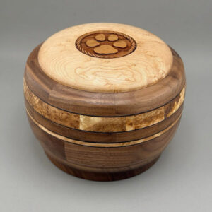Black Walnut, Birdseye Maple and Burl Pet Urn - 45 ci